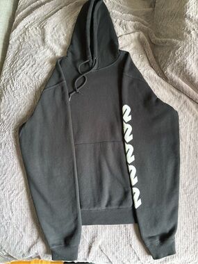 K2 Black Hoodie with White Sleeve Graphic